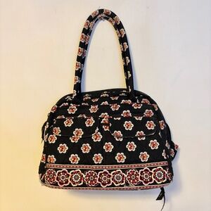 Vera Bradley Zip Closure Duffel Shoulder Bag Black Orange Pirouette Medium Size